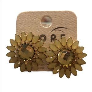 Gold Yellow Daisy Gem Earrings
